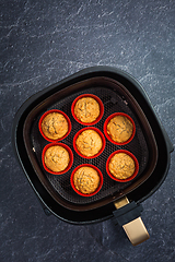 Image showing Cooking and baking in airfryer - homemade apple muffins