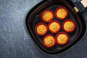 Image showing Cooking and baking in airfryer - homemade apple muffins