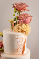 Image showing Wedding cake with flowers