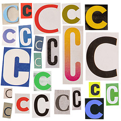 Image showing Letter C cut out from newspapers