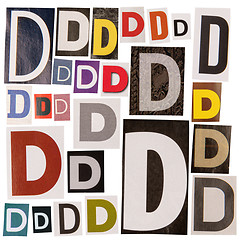 Image showing Letter D cut out from newspapers