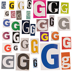 Image showing Letter G cut out from newspapers