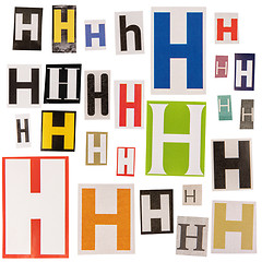 Image showing Letter H cut out from newspapers