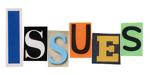 Image showing The word issue made from cut out letters