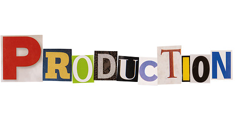 Image showing The word production made from cutout letters