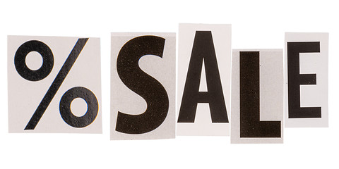 Image showing The word sale made from cut out letters