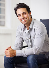 Image showing Businessman, portrait and smile for office confidence or corporate marketing, company trust or manager employee. Male person, face for workplace development or experience growth, sale agent in future
