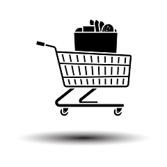 Image showing Shopping Cart With Bag Of Food Icon