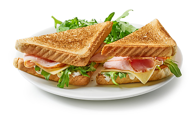 Image showing plate of ham and cheese toast