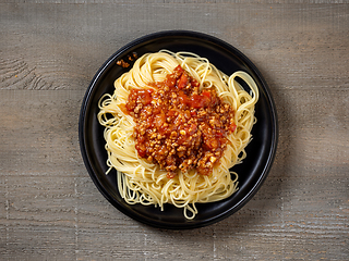 Image showing plate of spaghetti bolognese