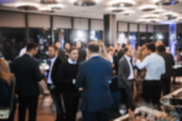 Image showing Blurred image of businesspeople at banquet event business meeting event. Business and entrepreneurship events concept