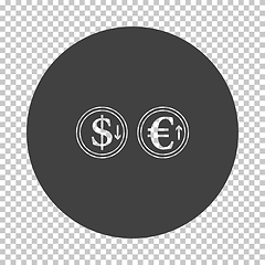 Image showing Falling Dollar And Growth Up Euro Coins Icon