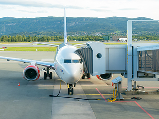 Image showing Scandinavian Airlines Boeing 737 at Trondheim Airport