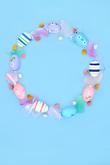 Image showing Easter Egg and Feathers Beautiful Festive Wreath