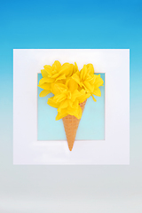 Image showing Surreal Spring and Easter Ice Cream Cone Background Frame 
