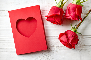 Image showing red roses and greeting card