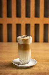 Image showing Glass of tasty latte macchiato