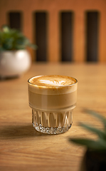 Image showing Hot latte coffee with latte art