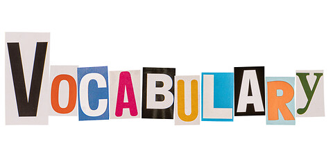 Image showing The word vocabulary made from cut out letters