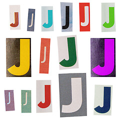 Image showing Letter J cut out from newspapers