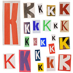 Image showing Letter K cut out from newspapers