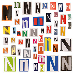 Image showing Letter N cut out from newspapers
