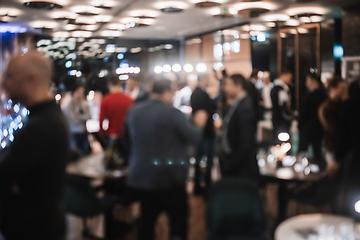 Image showing Blurred image of businesspeople at banquet event business meeting event. Business and entrepreneurship events concept