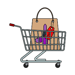Image showing Shopping Cart With Bag Of Cosmetics Icon