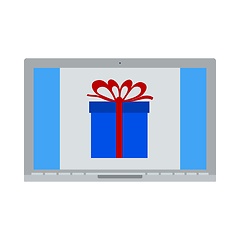 Image showing Laptop With Gift Box On Screen Icon