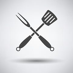 Image showing Crossed Frying Spatula And Fork Icon