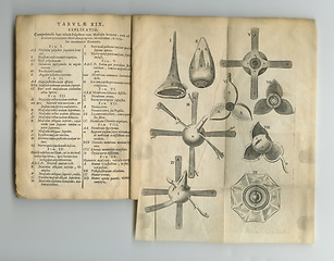 Image showing Old book, vintage and anatomy study of the eye, iris or pupil in latin literature, manuscript or ancient scripture against a studio background. Historical novel, journal or knowledge of research