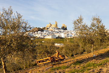 Image showing Panoramic of Olvera town, considered the gate of white towns route in the province of Cadiz, Spain