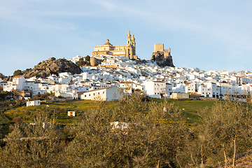 Image showing Panoramic of Olvera town, considered the gate of white towns route in the province of Cadiz, Spain