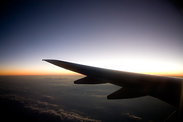 Image showing Sunset Airplane