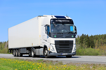 Image showing New White Volvo FH Truck FRC Semi Trailer on Road