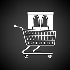 Image showing Shopping Cart With Shoes In Box Icon