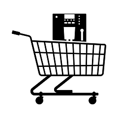 Image showing Shopping Cart With Cofee Machine Icon