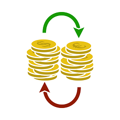 Image showing Dollar Euro Coins Stack Icon