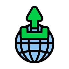 Image showing Globe With Upload Symbol Icon