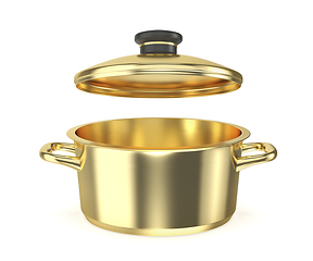 Image showing Empty golden cooking pot