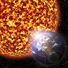 Image showing Earth and Sun