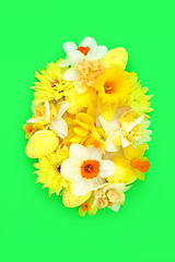 Image showing Easter Egg and Spring Flowers Concept Shape