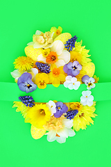 Image showing Easter Egg Concept Shape with Eggs and Flowers 