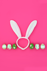 Image showing Easter Bunny Ears and Decorated Eggs Abstract