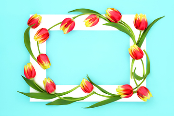 Image showing Red and Yellow Tulip Flower Spring Easter Background Frame