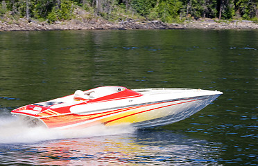 Image showing Speedboat on Lake