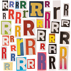 Image showing Letter R cut out from newspapers