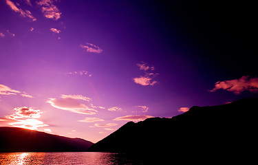 Image showing Mountain Reflection Sunset