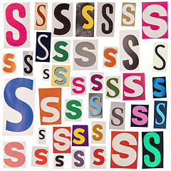 Image showing Letter S cut out from newspapers