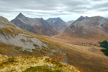 Image showing Majestic Mountain Peaks Viewed From a High Vantage Point During 